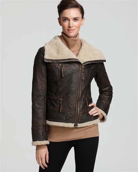 michael michael kors faux leather shearling jacket|Michael Kors men's leather jacket.